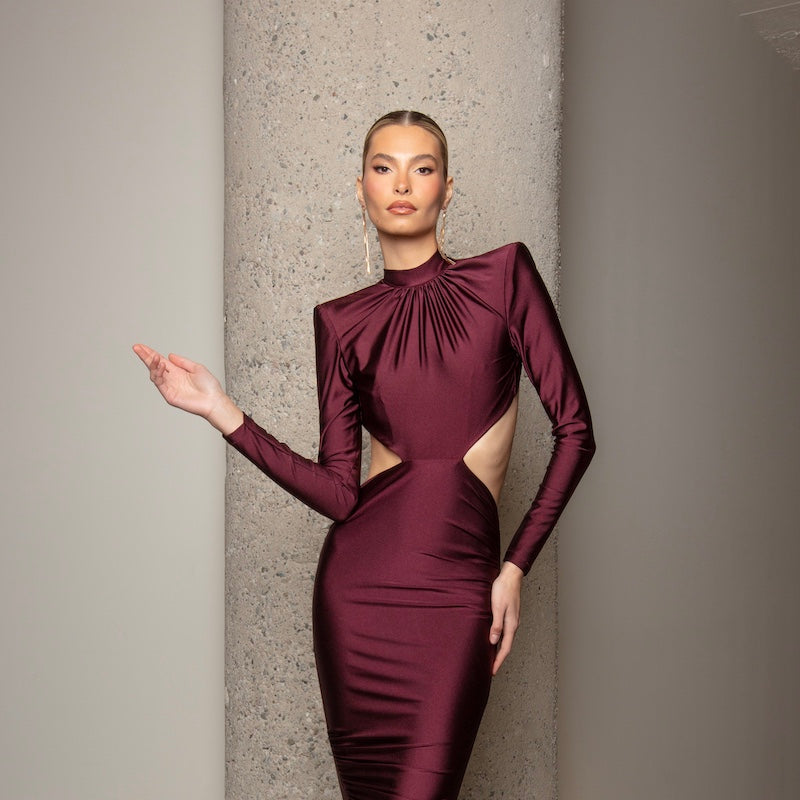 michael costello burgundy dress Bradley