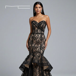 Black Lace Sweetheart Gown 1