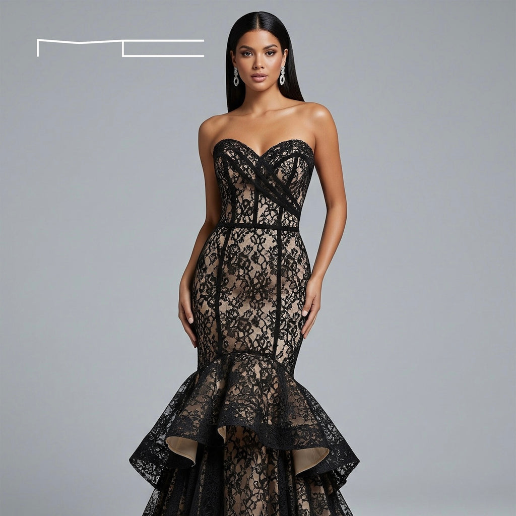 Black Lace Sweetheart Gown 1