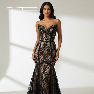 Black Lace Sweetheart Gown 5