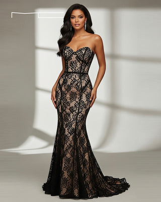 Black Lace Sweetheart Gown 6