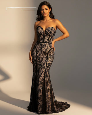 Black Lace Sweetheart Gown 8