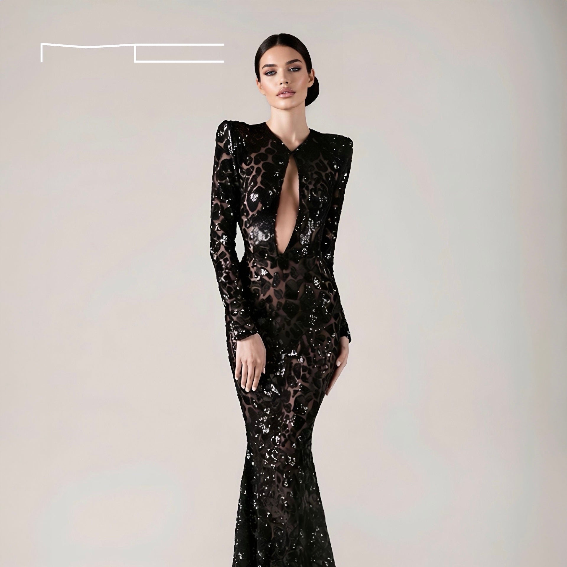 mini party dress black Olivia Black Metallic Sequin Party Dress, L main image 1