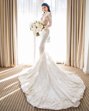 michael costello dresses Ariella Dress Crisscross halter gown with built in gloves and closed back. Nicole
